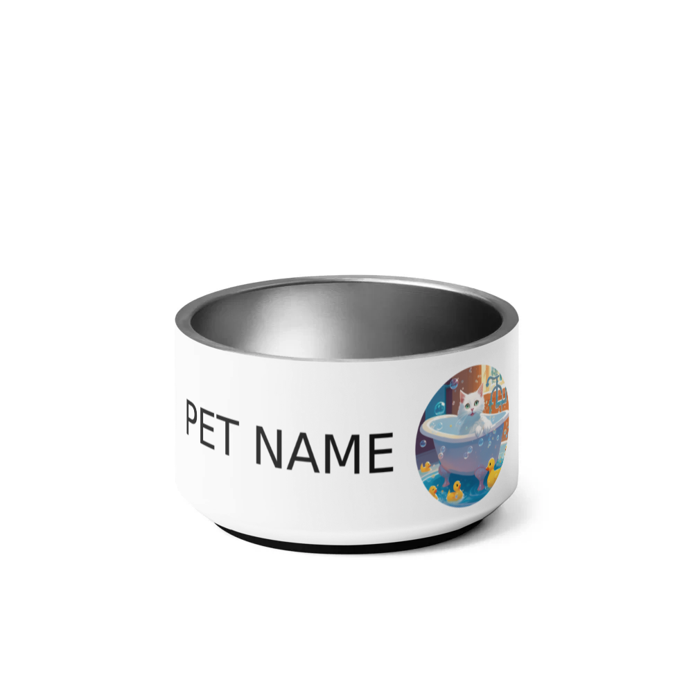 PugMug Custom White Companion Cat Pet Bowl