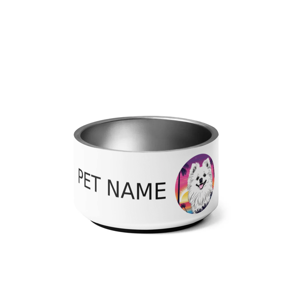 PugMug Custom White Pomeranian Pet Bowl