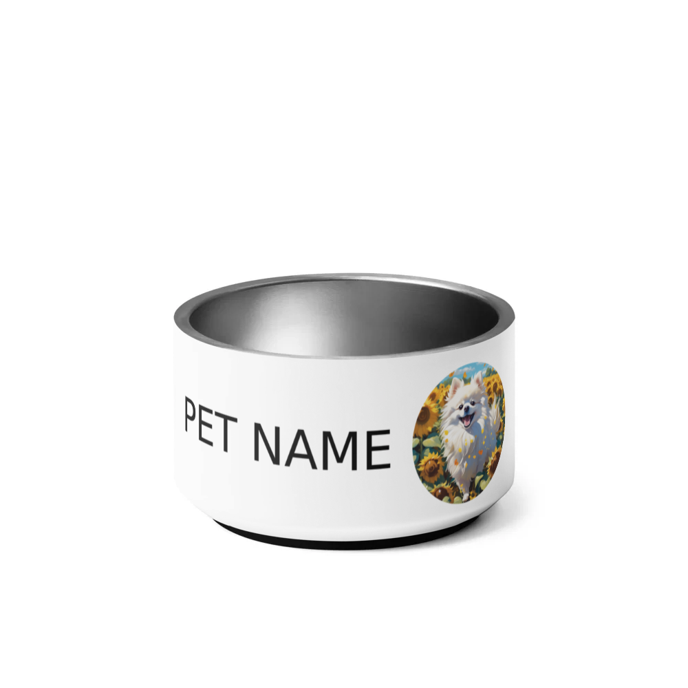 PugMug Custom White Pomeranian Pet Bowl