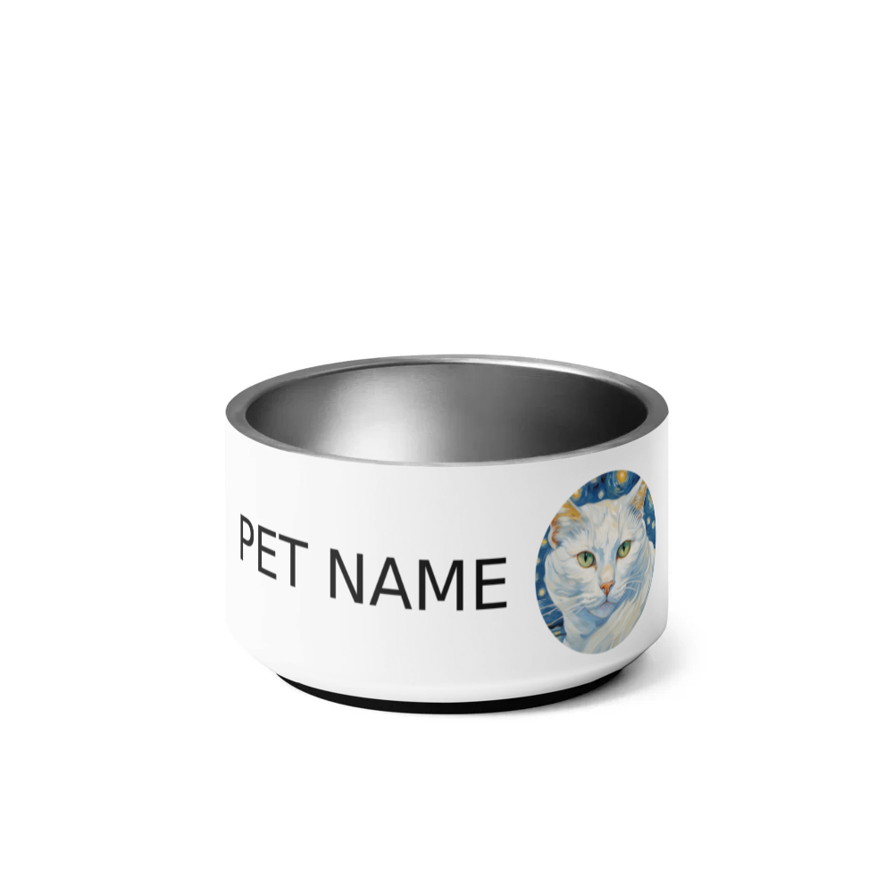 PugMug Custom White Companion Cat Pet Bowl