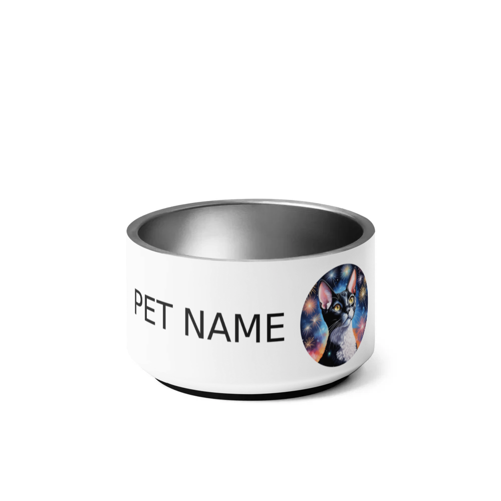 PugMug Custom Black Devon Rex Cat Pet Bowl
