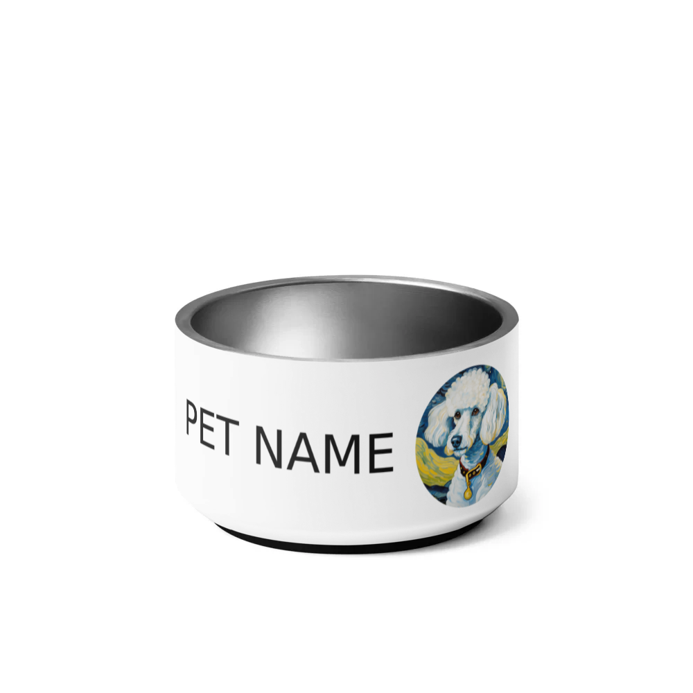 PugMug Custom White Poodle Pet Bowl