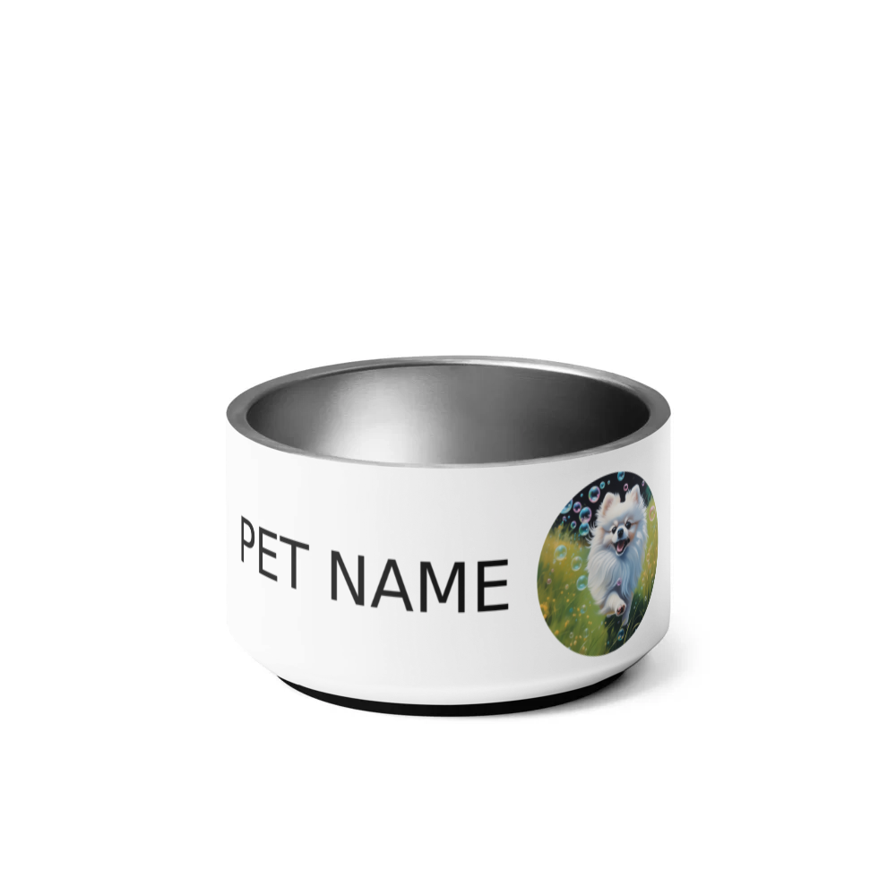 PugMug Custom White Pomeranian Pet Bowl