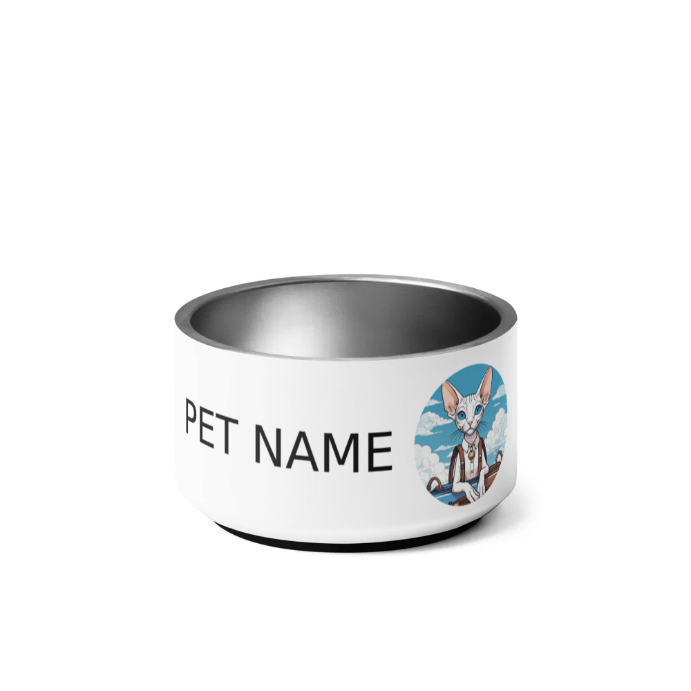 PugMug Custom White Sphynx Cat Pet Bowl