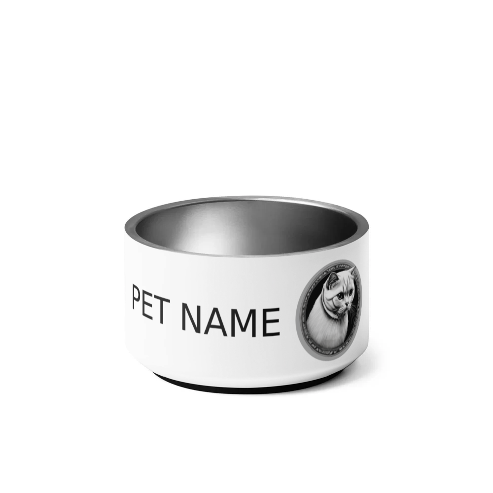 PugMug Custom White Scottish Fold Cat Pet Bowl