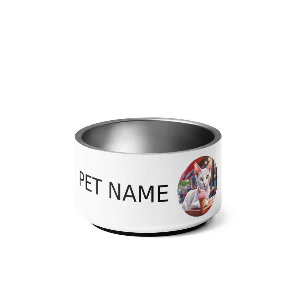 PugMug Custom White Abyssinian Cat Pet Bowl