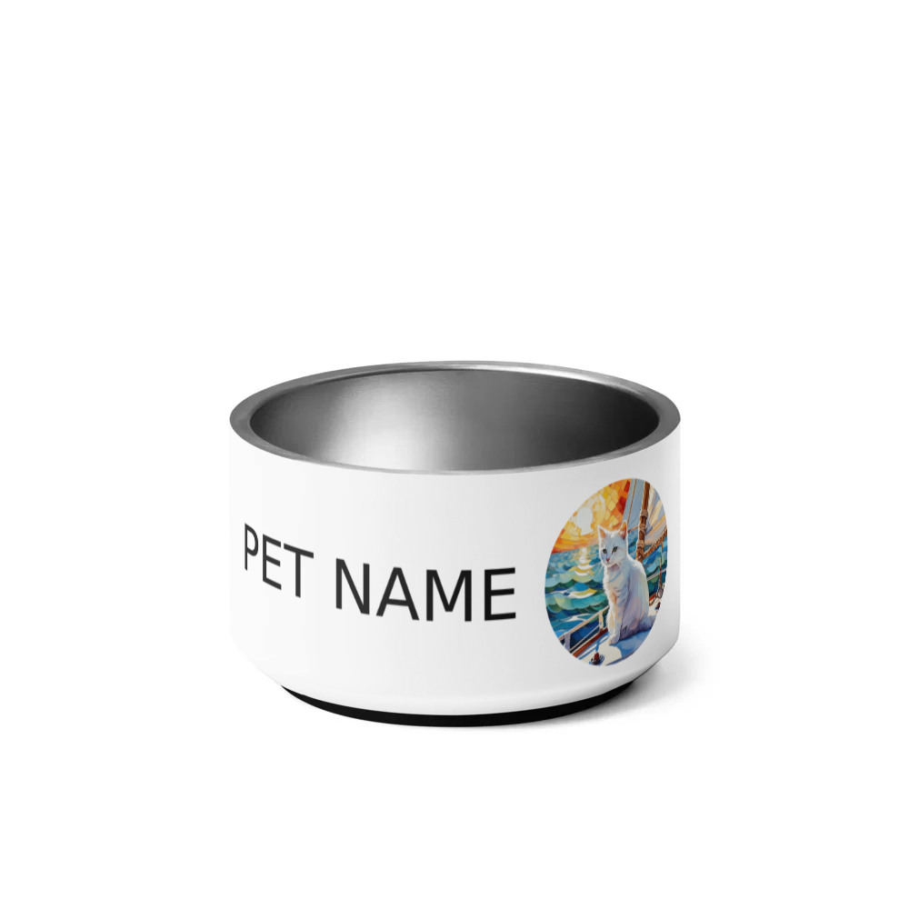 PugMug Custom White Companion Cat Pet Bowl