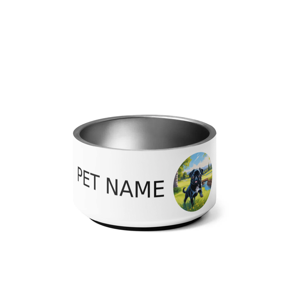 PugMug Custom Black Pug Pet Bowl
