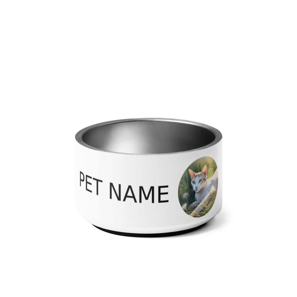 PugMug Custom White Abyssinian Cat Pet Bowl