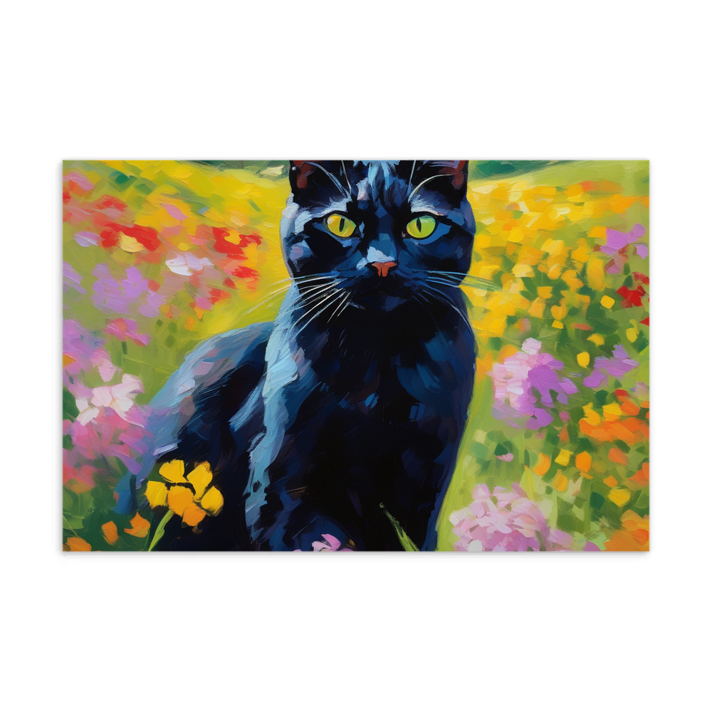 PugMug Custom Black American Shorthair Cat Postcard