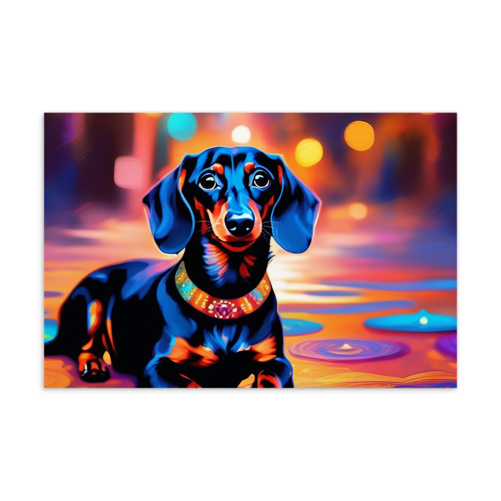 PugMug Custom Black Dachshund Postcard