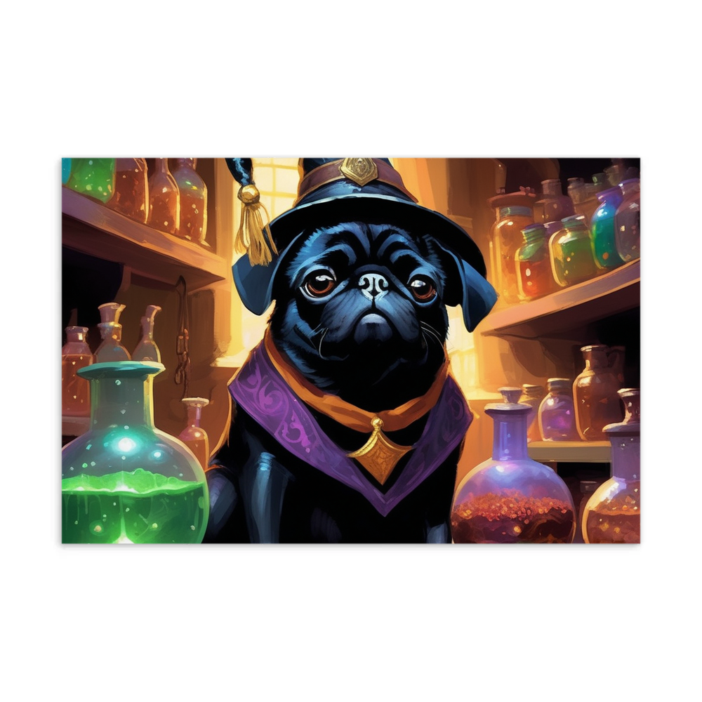 PugMug Custom Black Pug Postcard