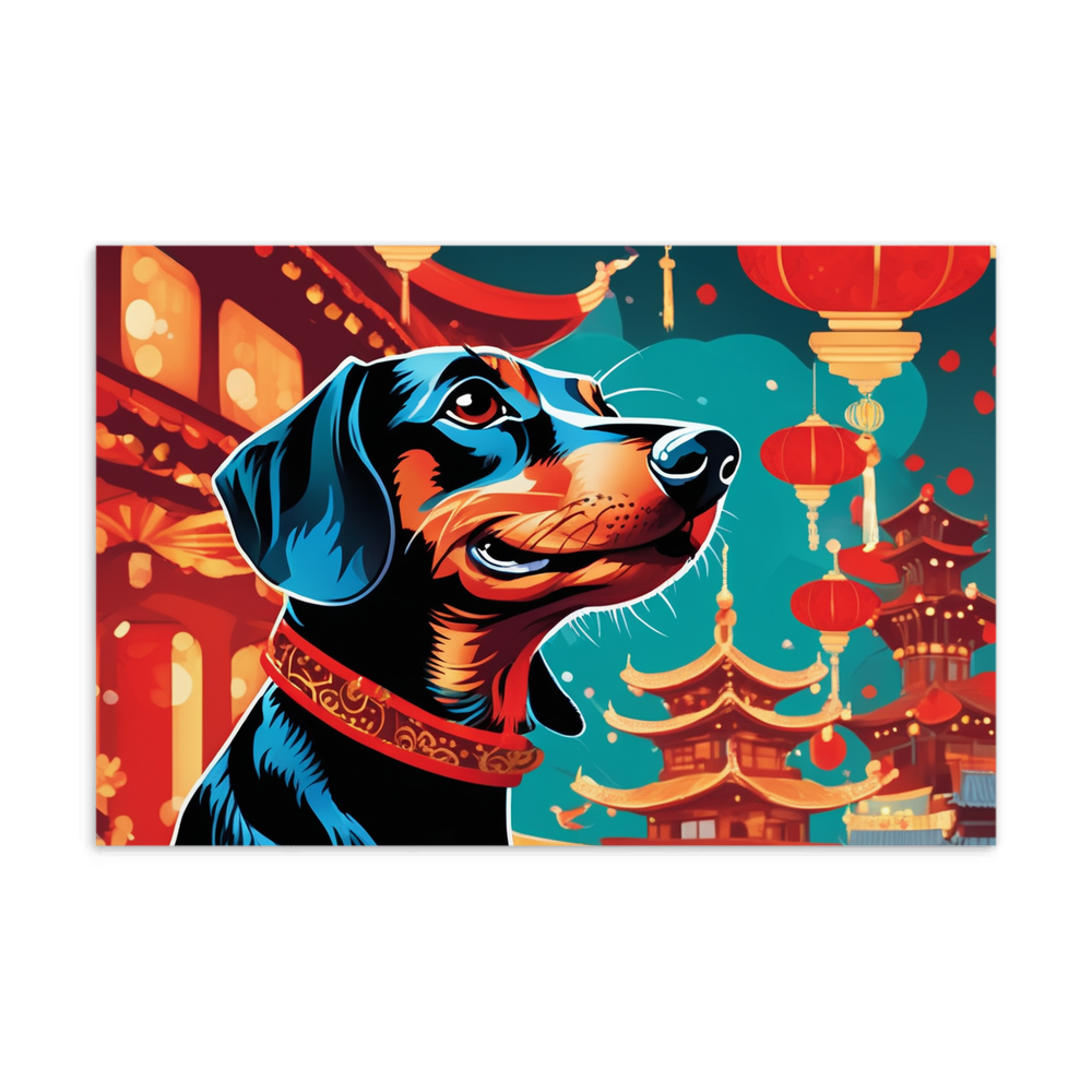 PugMug Custom Black Dachshund Postcard