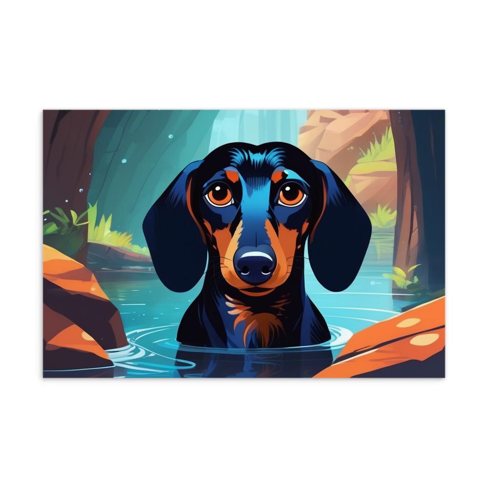PugMug Custom Black Dachshund Postcard