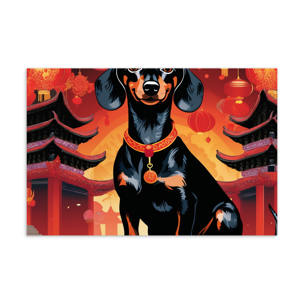 PugMug Custom Black Dachshund Postcard