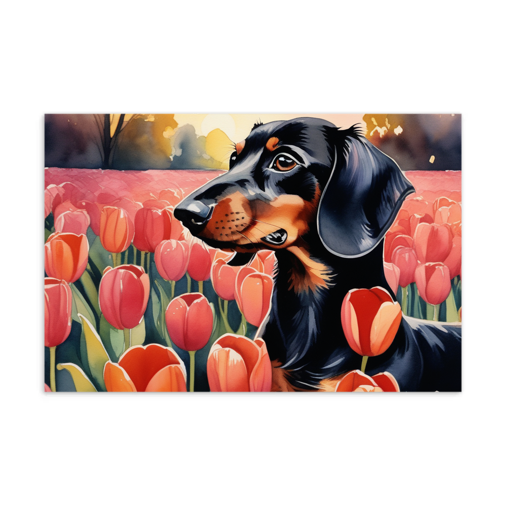 PugMug Custom Black Dachshund Postcard