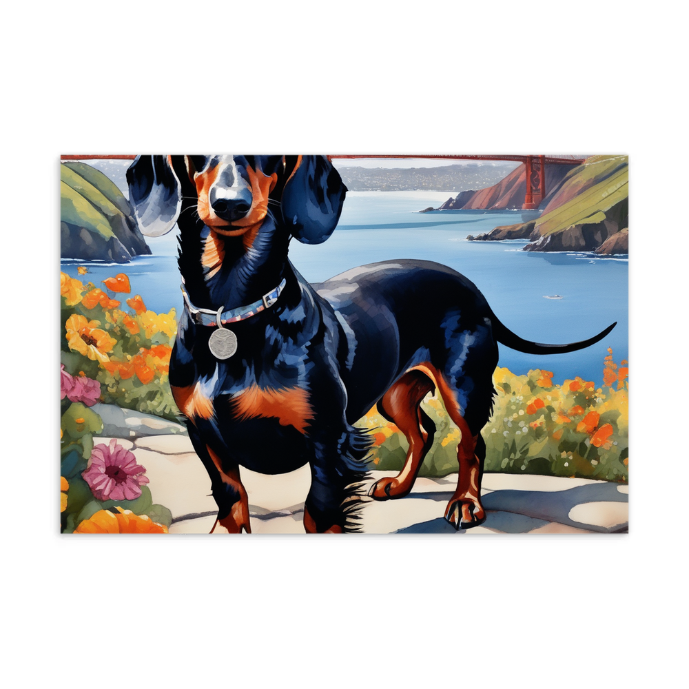 PugMug Custom Black Dachshund Postcard