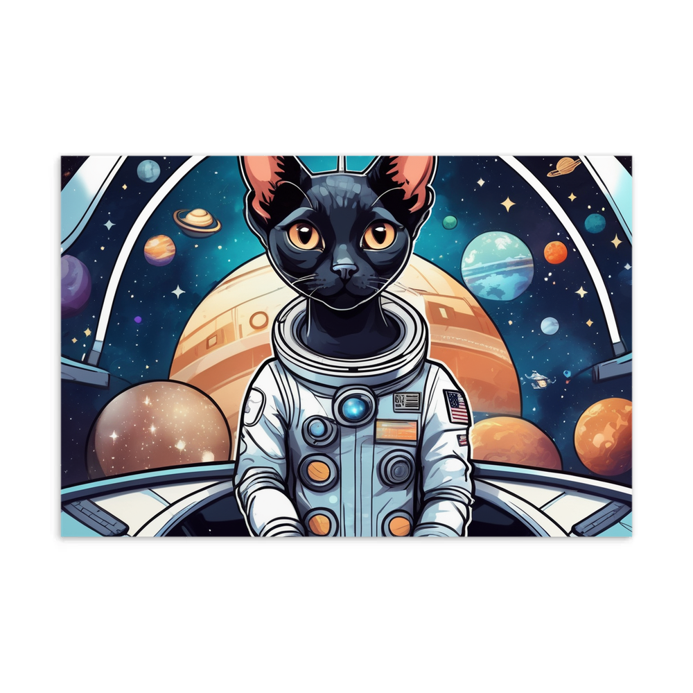 PugMug Custom Black Devon Rex Cat Postcard