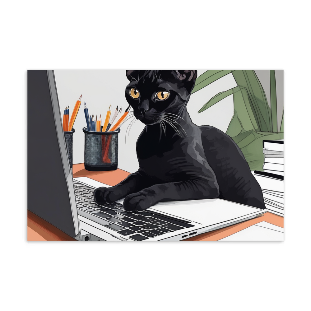 PugMug Custom Black Devon Rex Cat Postcard