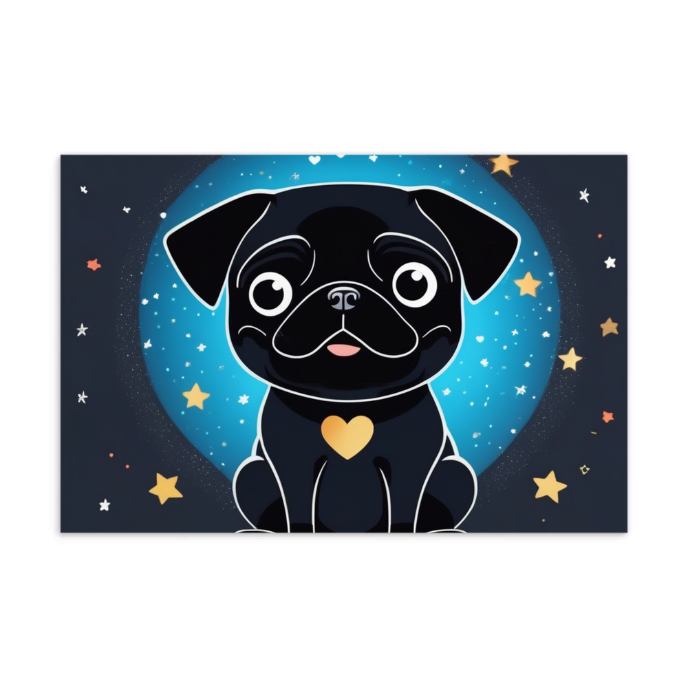 PugMug Custom Black Pug Postcard