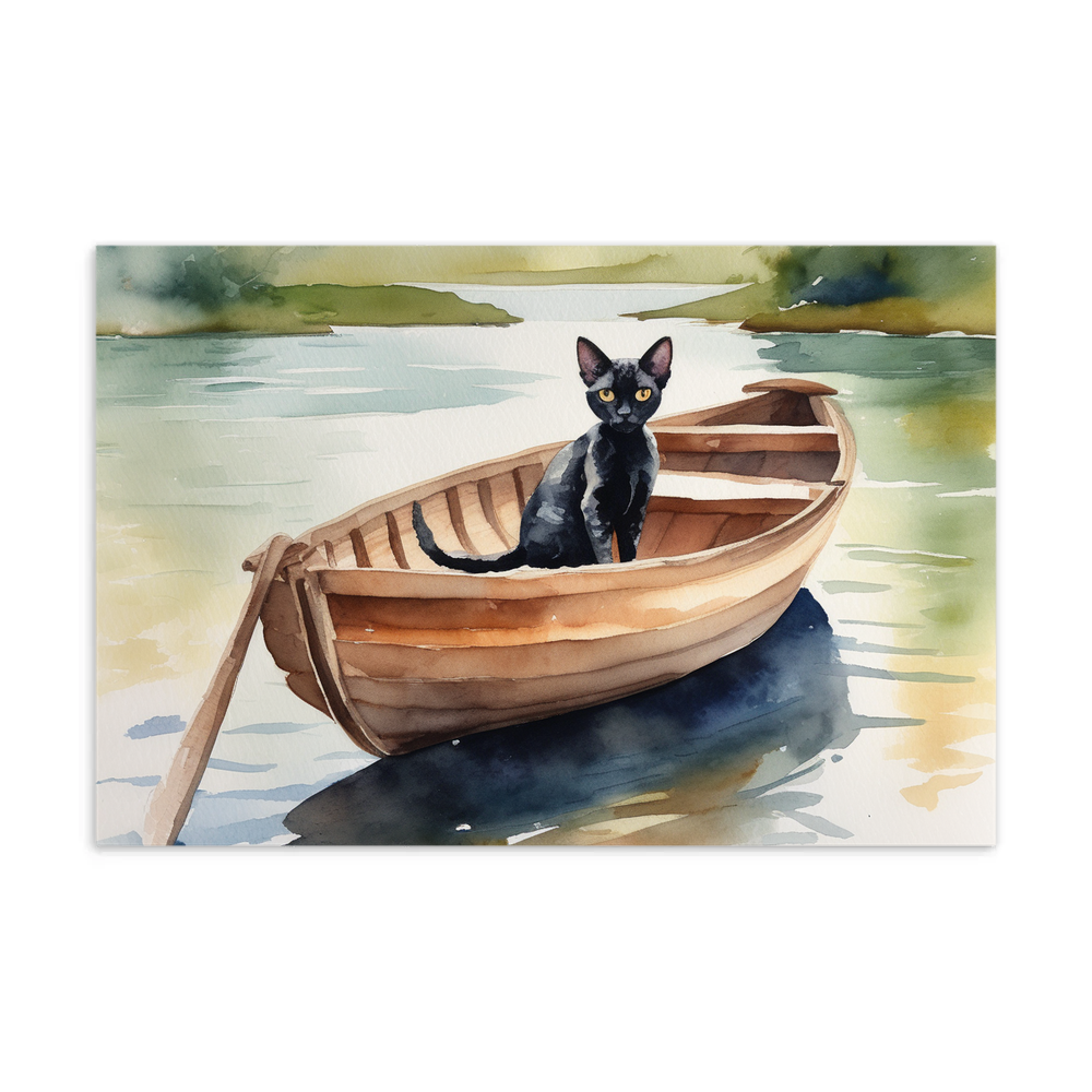 PugMug Custom Black Devon Rex Cat Postcard