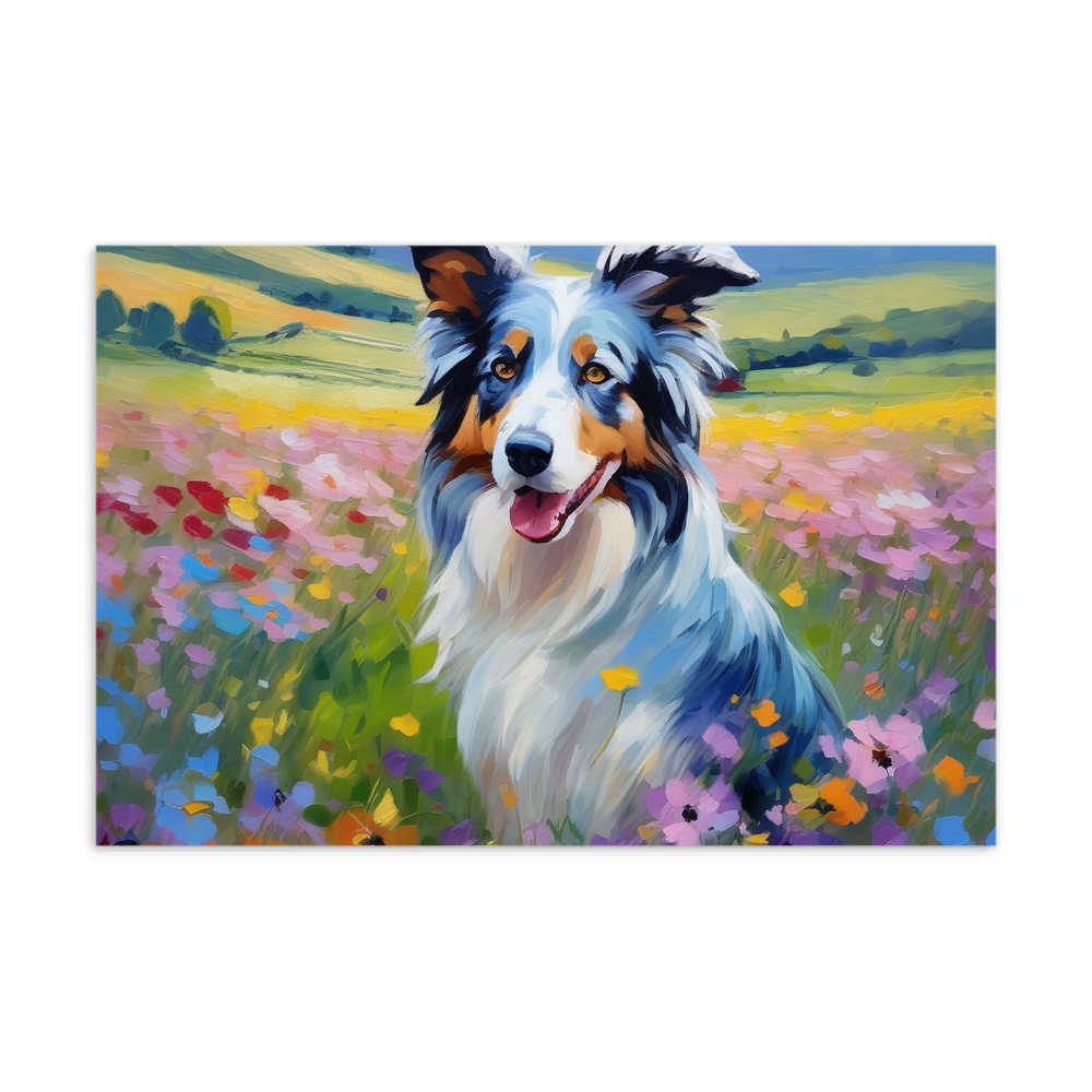 PugMug Custom Blue Merle Border Collie Postcard