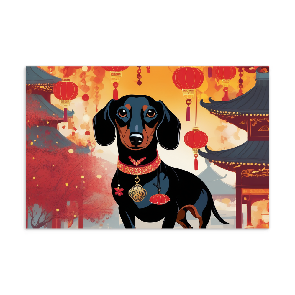 PugMug Custom Black Dachshund Postcard