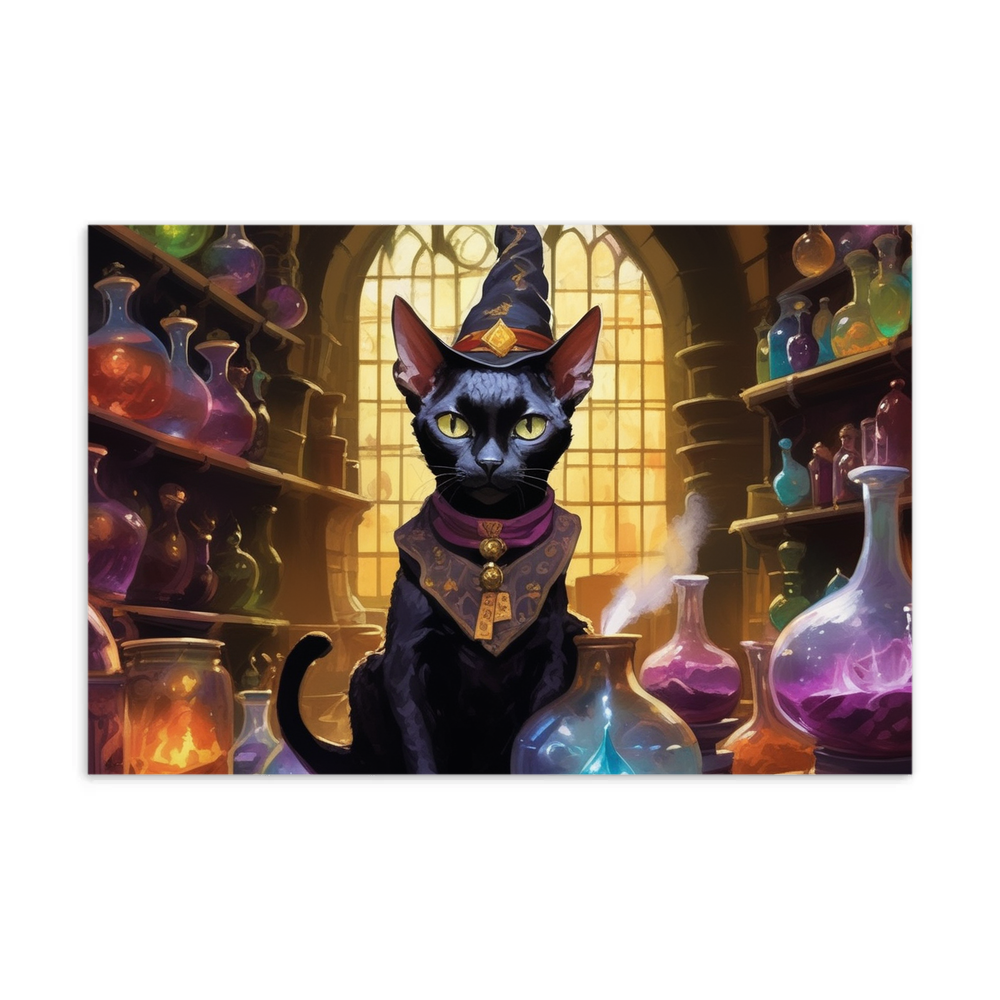 PugMug Custom Black Devon Rex Cat Postcard