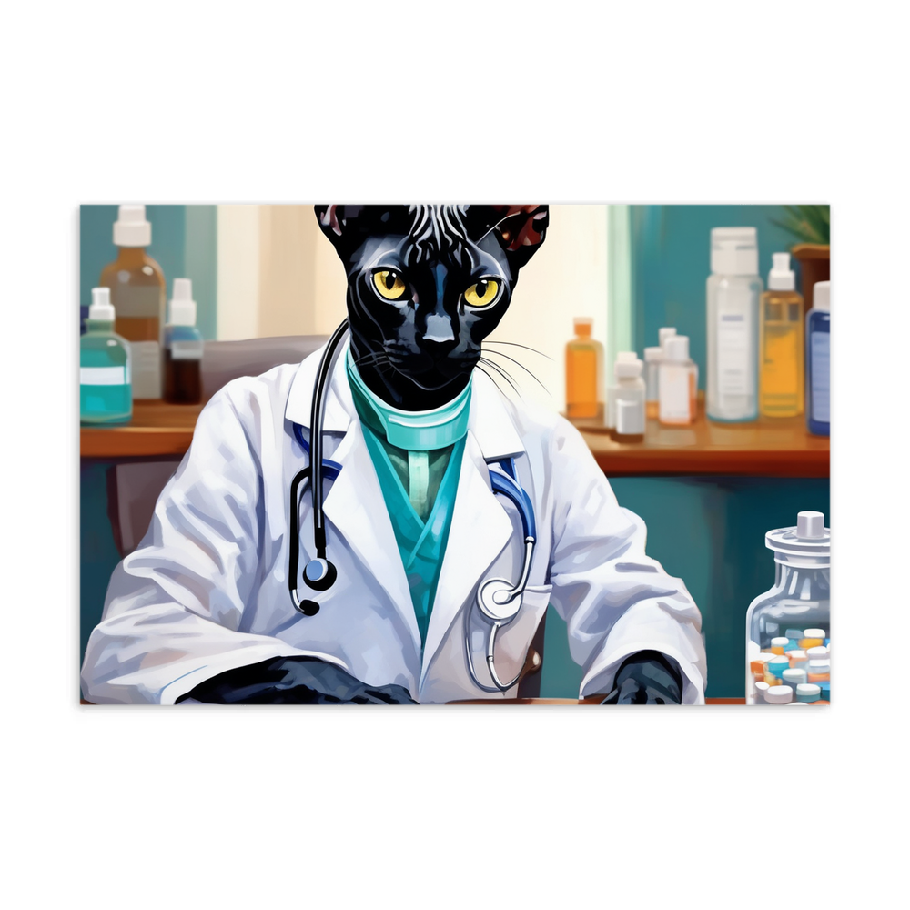 PugMug Custom Black Sphynx Cat Postcard