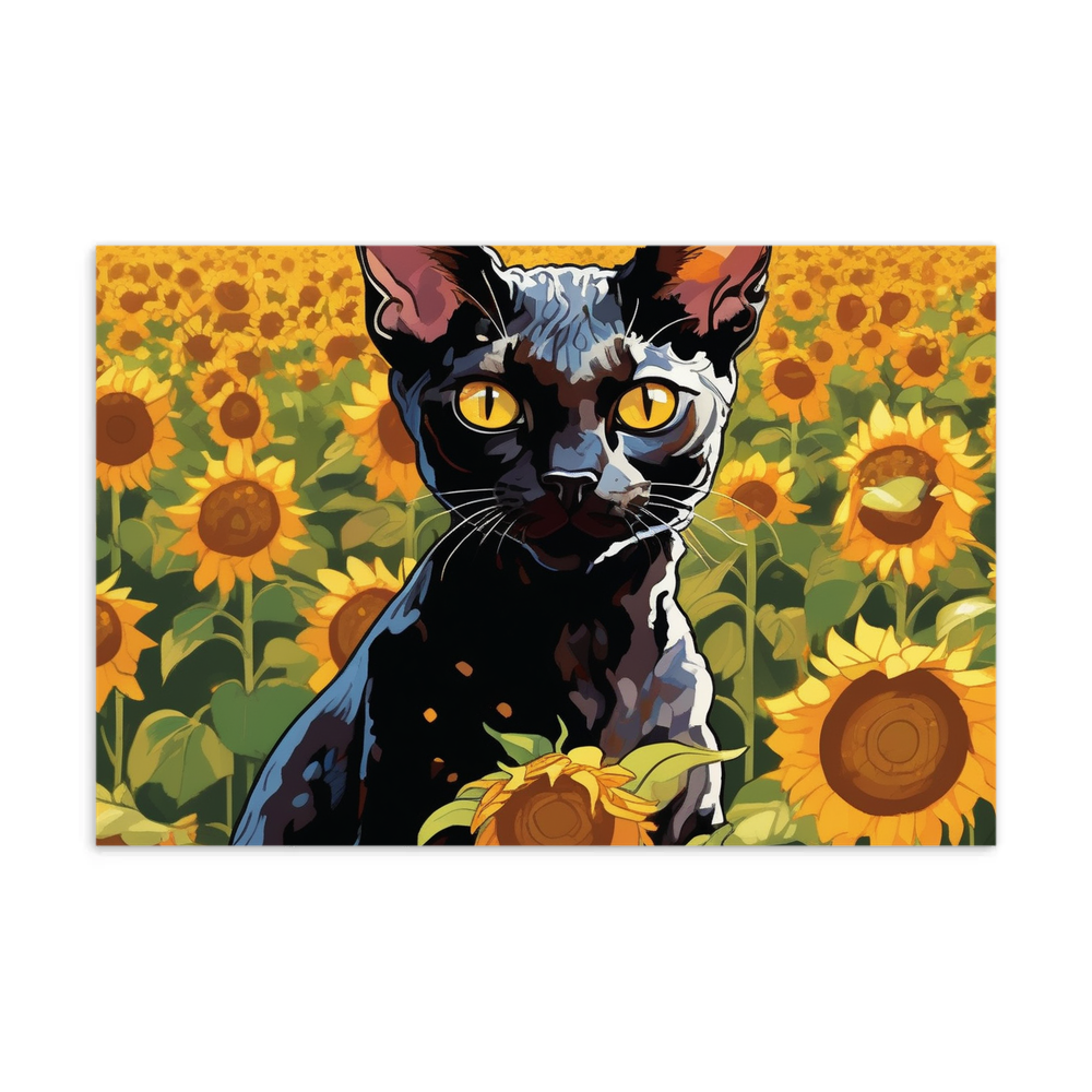 PugMug Custom Black Devon Rex Cat Postcard