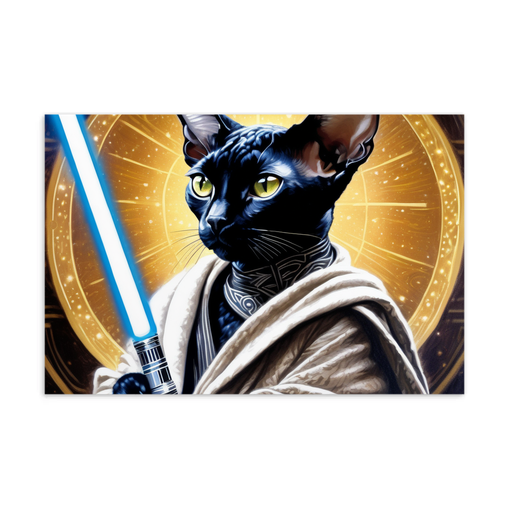 PugMug Custom Black Devon Rex Cat Postcard