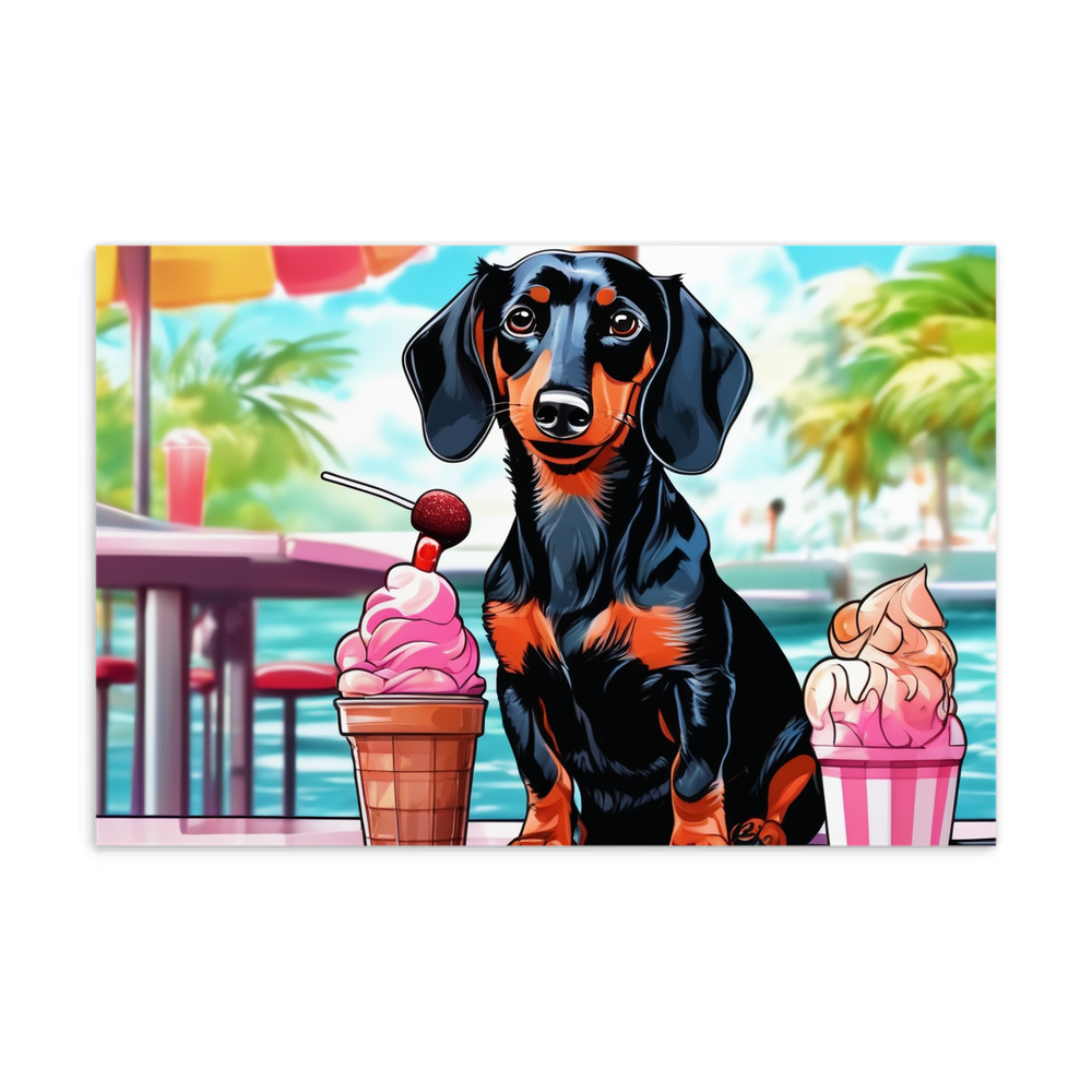 PugMug Custom Black Dachshund Postcard