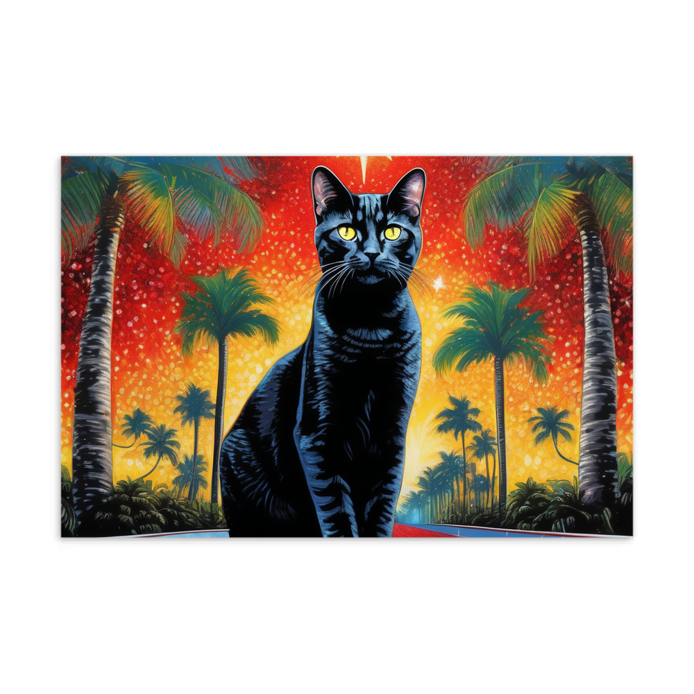 PugMug Custom Black American Shorthair Cat Postcard