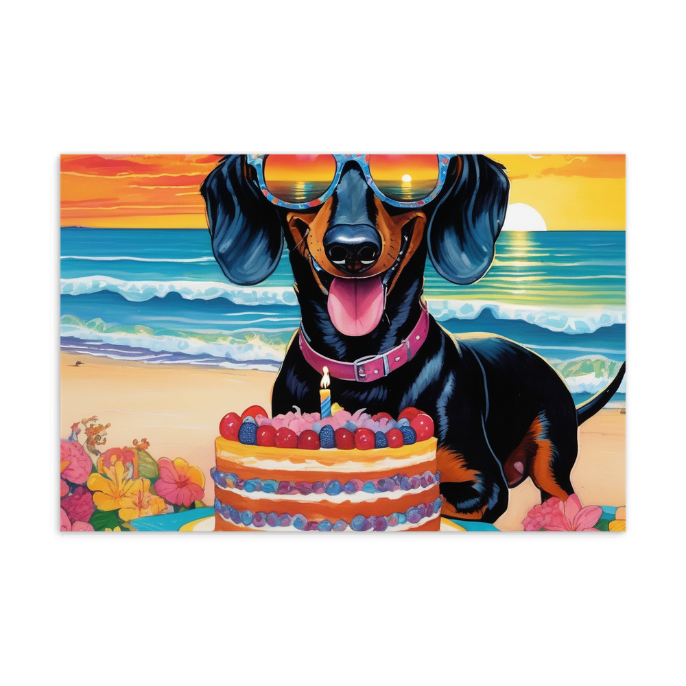 PugMug Custom Black Dachshund Postcard