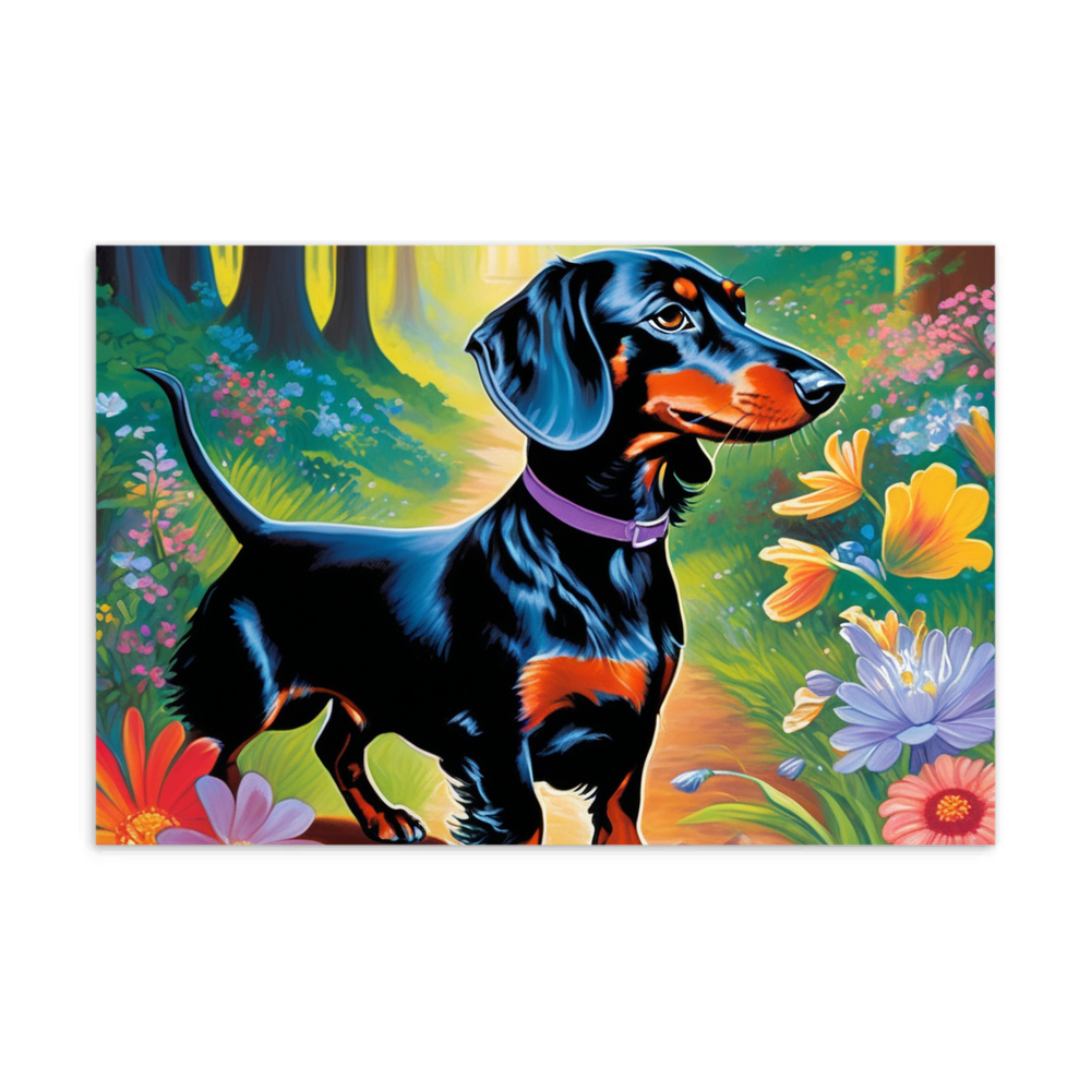 PugMug Custom Black Dachshund Postcard