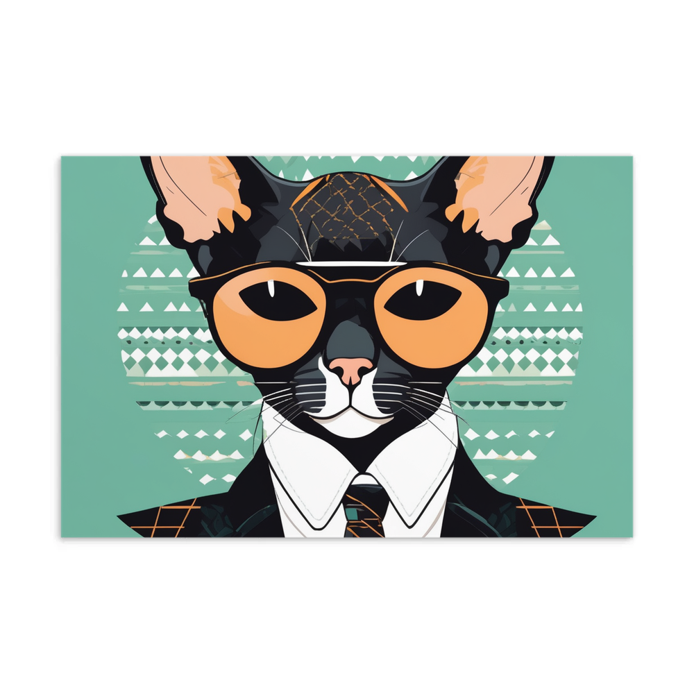 PugMug Custom Black Devon Rex Cat Postcard