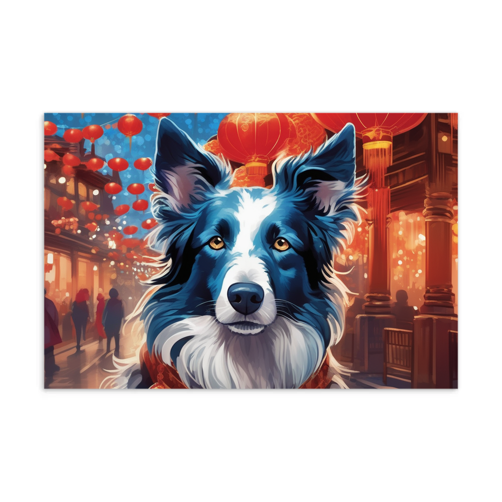 PugMug Custom Blue Merle Border Collie Postcard