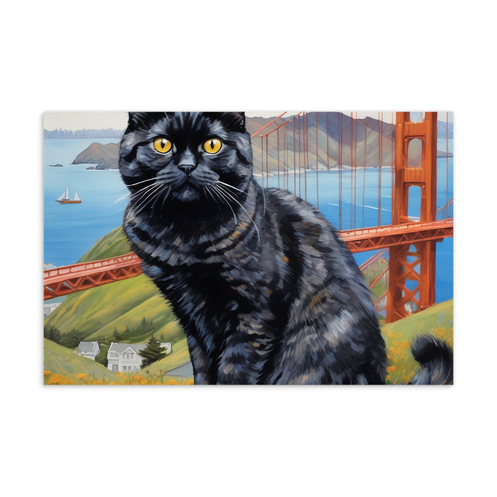 PugMug Custom Black Scottish Fold Cat Postcard