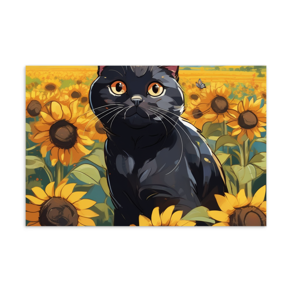 PugMug Custom Black Scottish Fold Cat Postcard