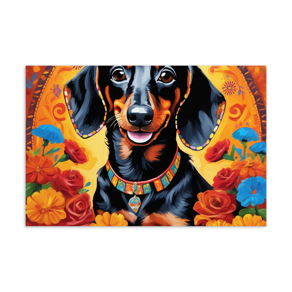 PugMug Custom Black Dachshund Postcard