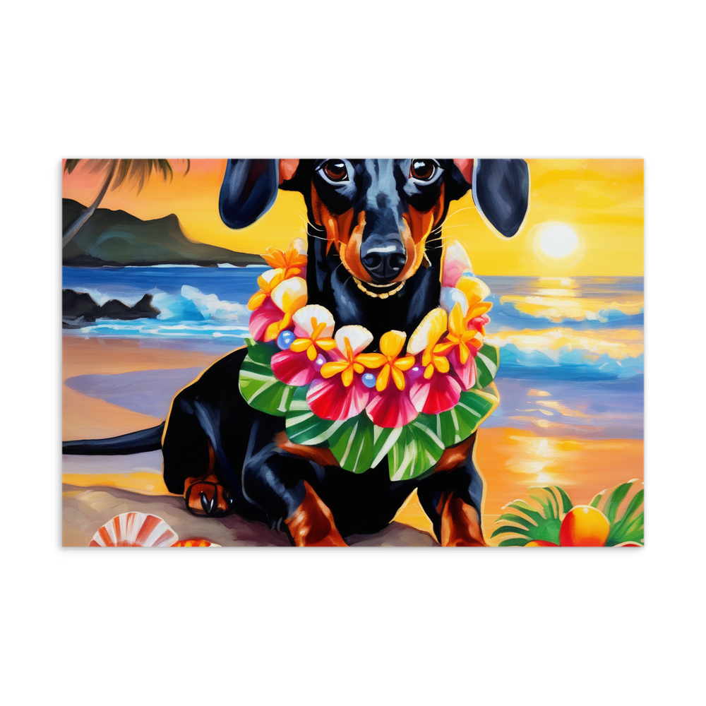 PugMug Custom Black Dachshund Postcard