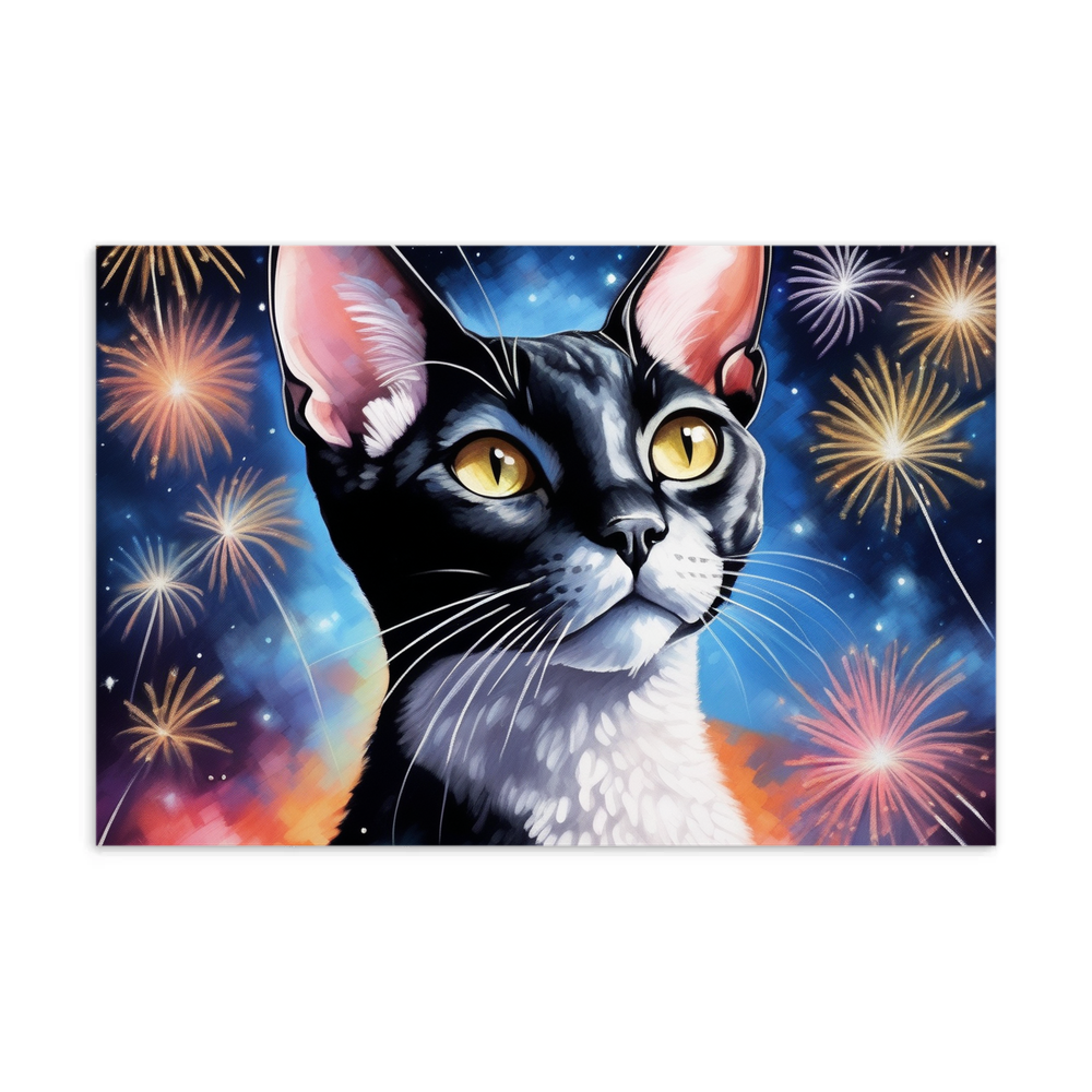 PugMug Custom Black Devon Rex Cat Postcard