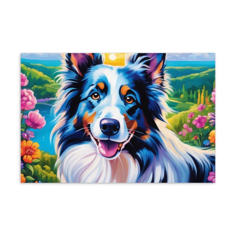 PugMug Custom Blue Merle Border Collie Postcard