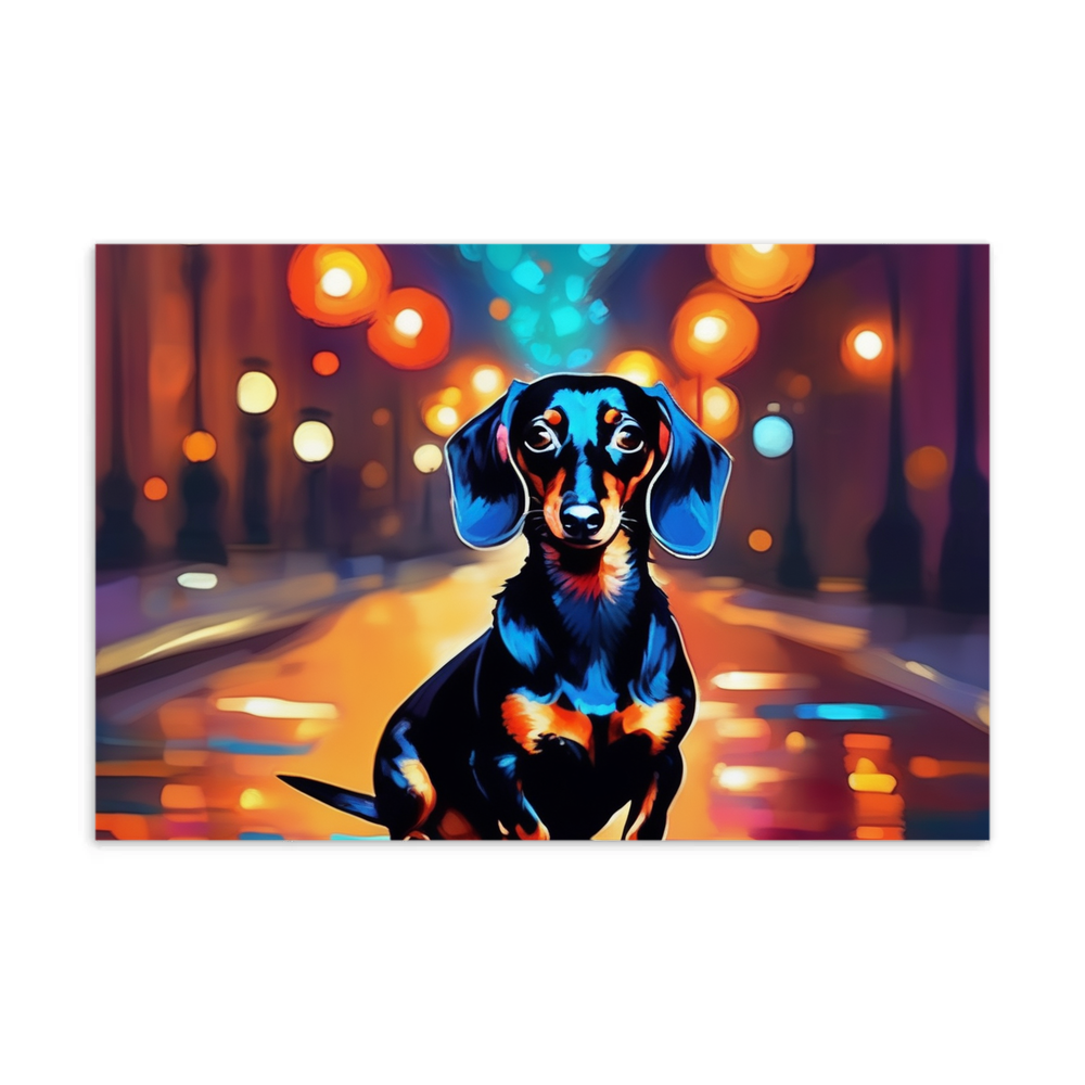 PugMug Custom Black Dachshund Postcard
