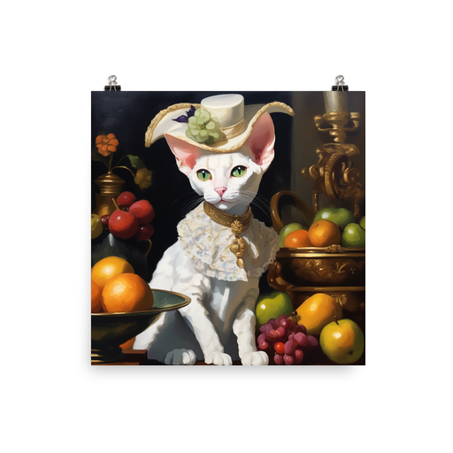 PugMug Custom White Devon Rex Cat Poster