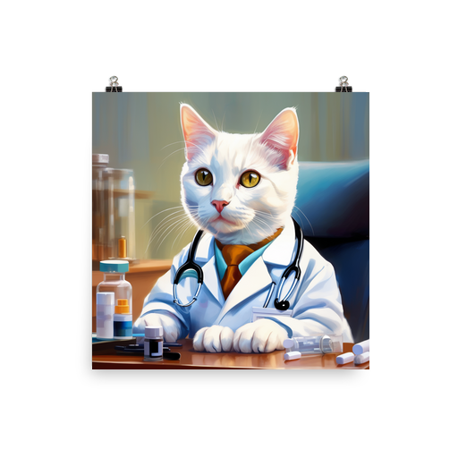 PugMug Custom White Companion Cat Poster