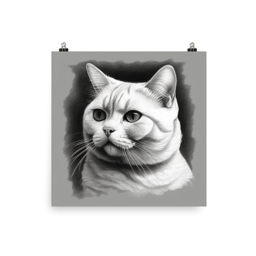 PugMug Custom White British Shorthair Cat Poster