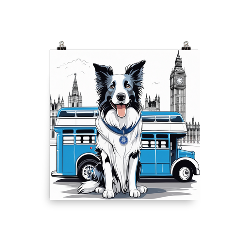 PugMug Custom Blue Merle Border Collie Poster