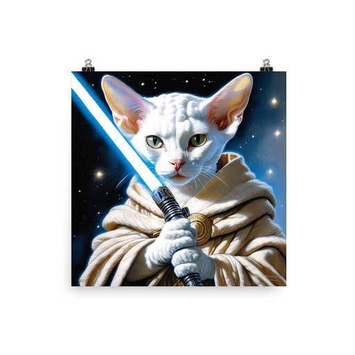 PugMug Custom White Devon Rex Cat Poster