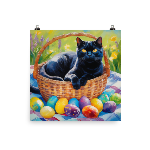 PugMug Custom Black British Shorthair Cat Poster